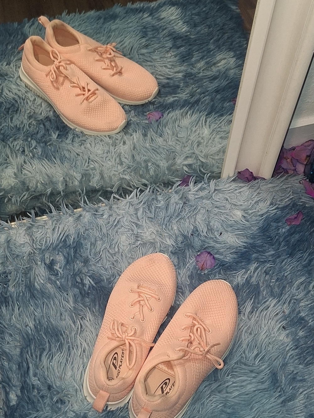 Pro Player Peach Pink Knit Lace-Up Sneakers